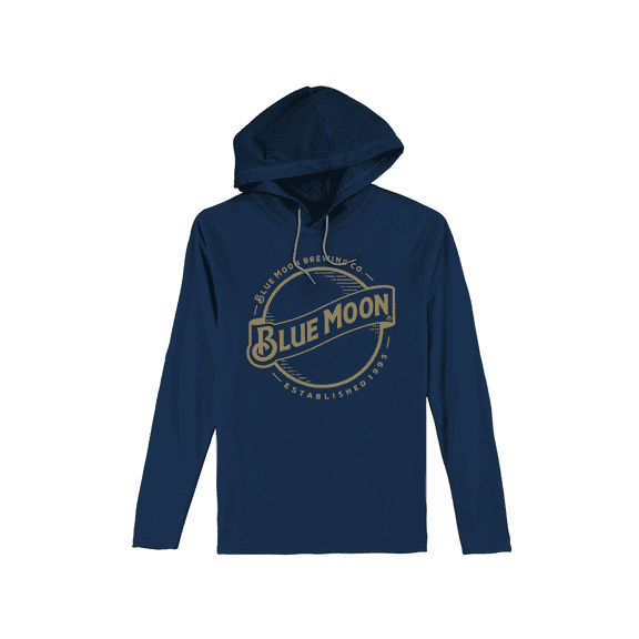 Tee Luv Men's Blue Moon Beer Long Sleeve Hooded T-Shirt (3XL)