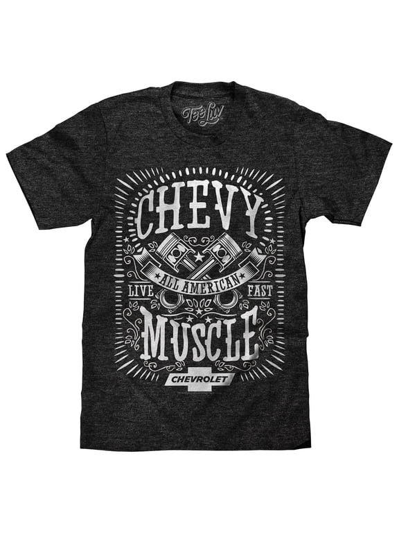 Chevy All American Muscle Chevrolet Car Piston Graphic T-Shirt (Men's) (S)