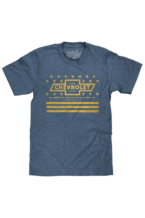 Men's Chevrolet Bowtie Yellow Stars and Stripes Graphic T-Shirt (XL)