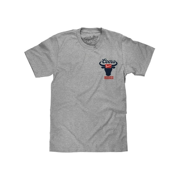 Tee Luv Men's Coors Banquet Beer Rodeo Bull Double Sided Graphic T-Shirt (L)