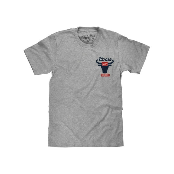 Tee Luv Men's Coors Banquet Beer Rodeo Bull Double Sided Graphic T-Shirt (L)