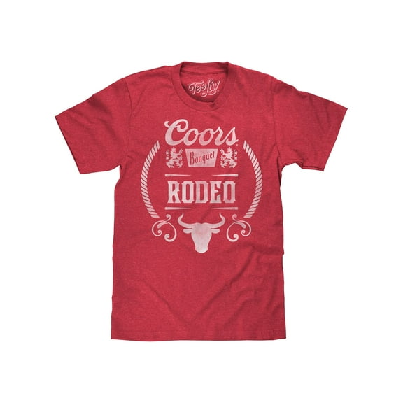 Tee Luv Men's Coors Banquet Beer Rodeo Bull T-Shirt (S)