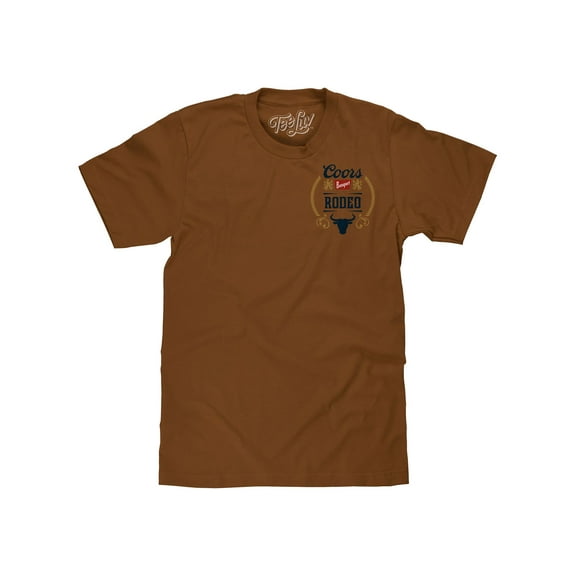 Tee Luv Coors Banquet Rodeo Bull Double Sided Beer Logo Brown Sugar Shirt (Men's) (L)