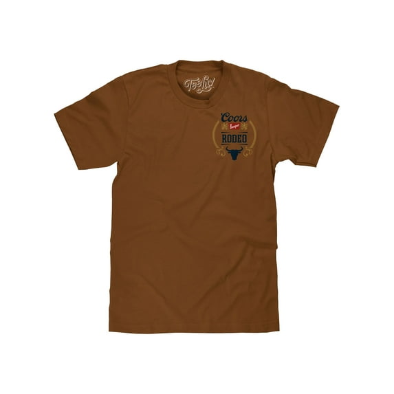 Tee Luv Coors Banquet Rodeo Bull Double Sided Beer Logo Brown Sugar Shirt (Men's) (L)