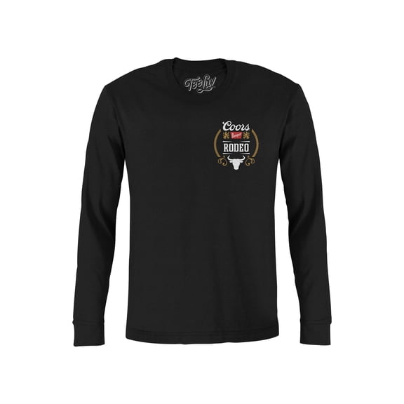 Tee Luv Men's Coors Banquet Rodeo Bull Double Sided Long Sleeve Beer T-Shirt (L)