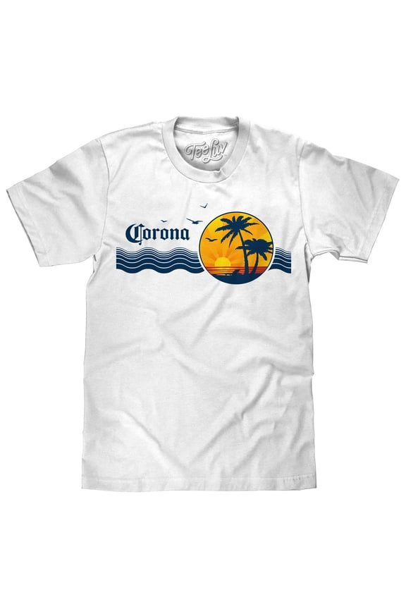 Corona Beer 80s Palm Tree Graphic Tee Shirt (Men's) (XL)
