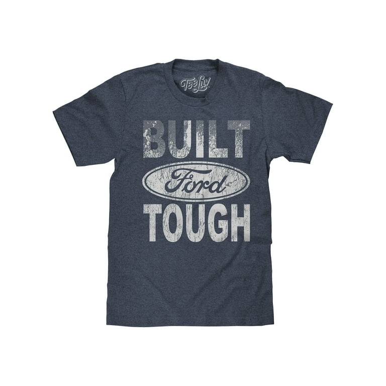 Tee Luv Men's Distressed Built Ford Tough Car Logo Shirt (L