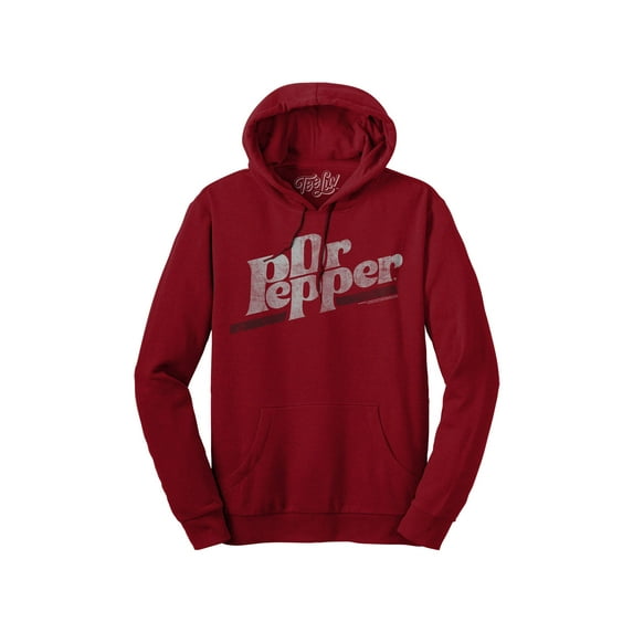 Tee Luv Men's Distressed Dr Pepper Cherry Red Pullover Hoodie (L)