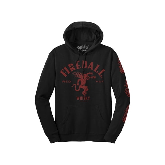 Tee Luv Men's Distressed Fireball Whisky Dragon Logo Hoodie (L)