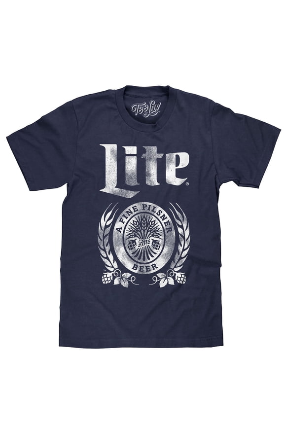 Miller Lite A Fine Pilsner Beer Distressed Logo T-Shirt (Men's) (M)