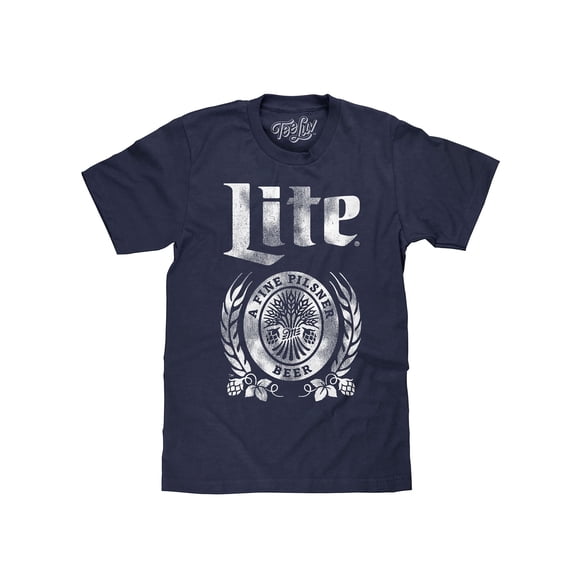 Tee Luv Miller Lite A Fine Pilsner Beer Distressed Logo T-Shirt (Men's) (XXL)