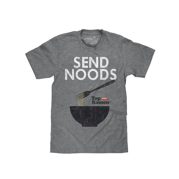 Tee Luv Men's Distressed Nissin Top Ramen Send Noods T-Shirt (L)