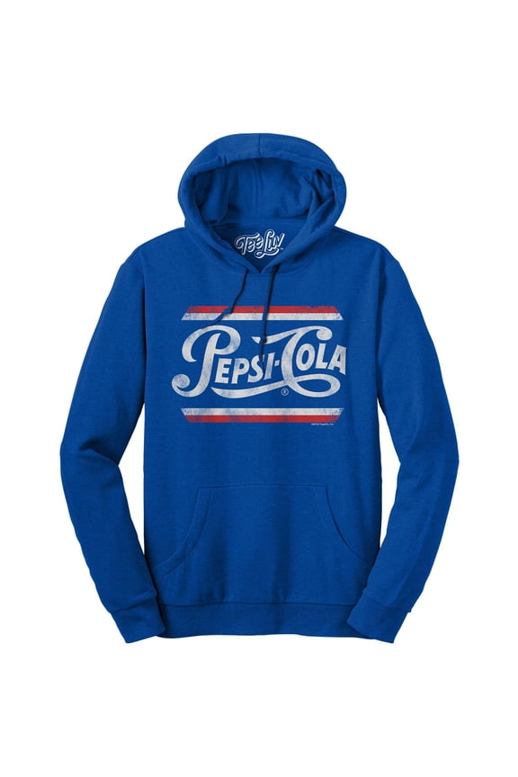 Tee Luv Men's Distressed Pepsi Cola Logo Hoodie (XL)