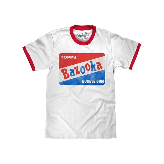 Tee Luv Men's Faded Bazooka Bubble Gum Candy Ringer Tee Shirt (3XL)