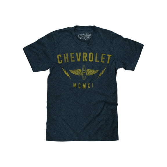 Tee Luv Men's Faded Chevrolet MCMXI Graphic T-Shirt (L)