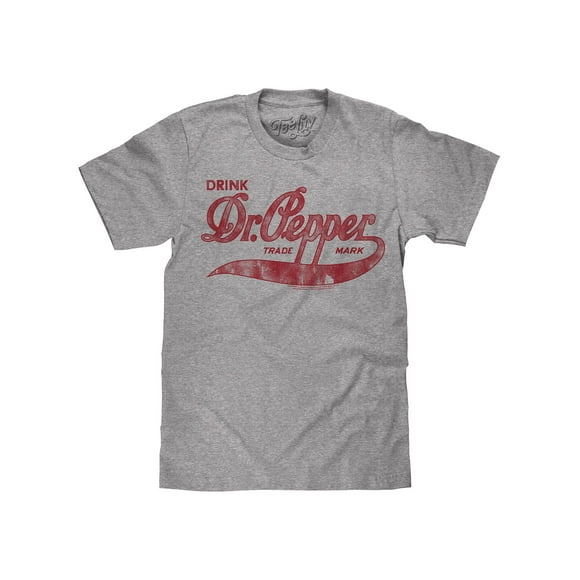 Tee Luv Men's Faded Drink Dr Pepper Signature Soda Logo T-Shirt (L)