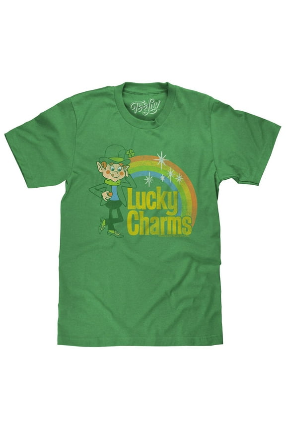 Men's Faded Lucky Charms Cereal Leprechaun Kelly Green Heather Shirt (3XL)