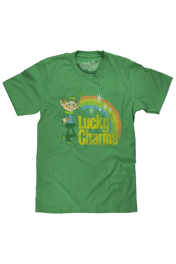 Men's Faded Lucky Charms Cereal Leprechaun Kelly Green Heather Shirt (XL)