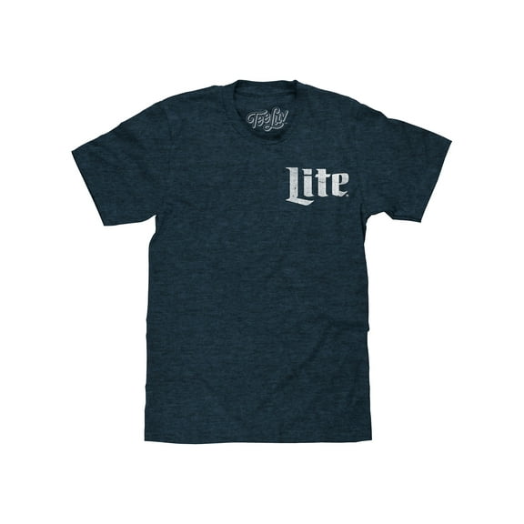 Tee Luv Men's Faded Miller Lite Beer Front and Back Graphic T-Shirt (L)