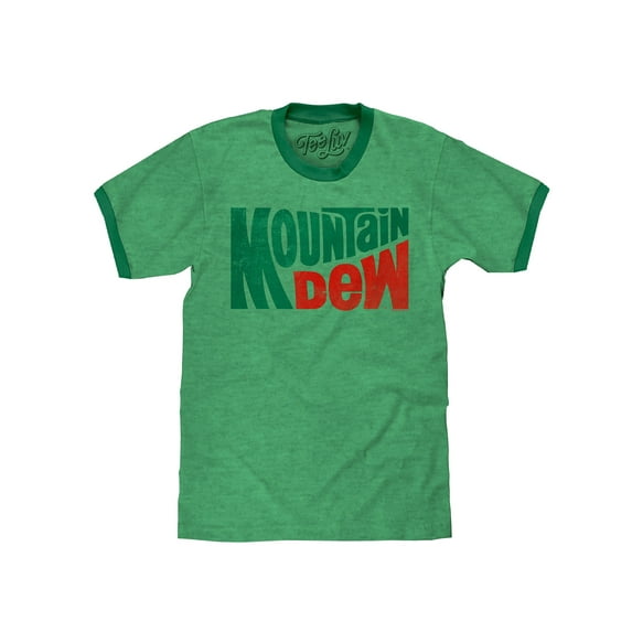 Tee Luv Men's Faded Mountain Dew Logo Ringer Tee Shirt (3XL)