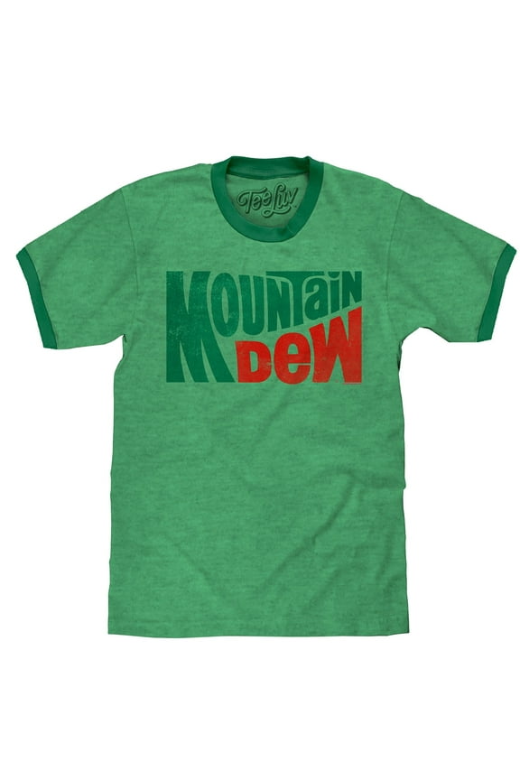 Men's Faded Mountain Dew Logo Ringer Tee Shirt (L)