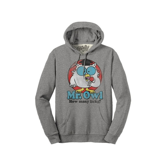Tee Luv Men's Faded Mr Owl How Many Licks Tootsie Pop Candy Hoodie (3XL)