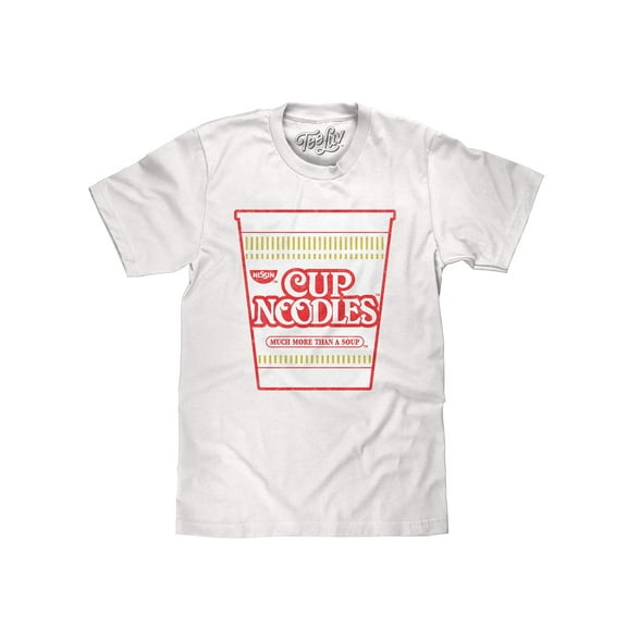 Tee Luv Men's Faded Nissin Cup Noodles Ramen Logo T-Shirt (L)