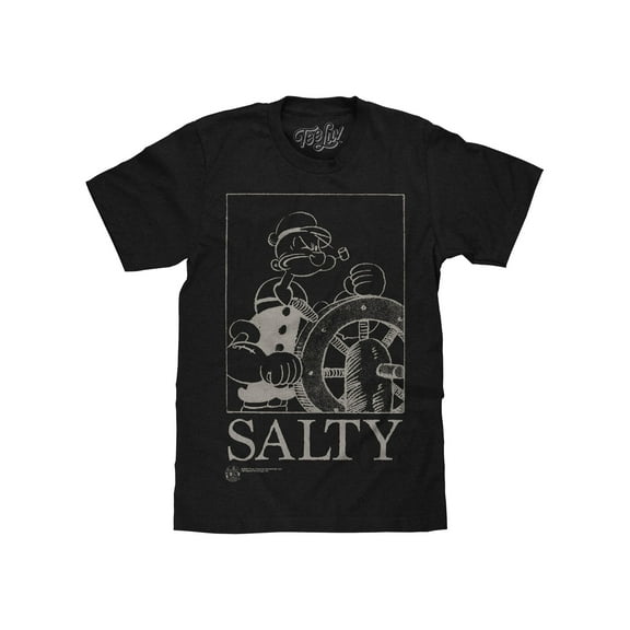 Tee Luv Men's Faded Popeye the Sailorman Salty Cartoon Character T-Shirt (S)