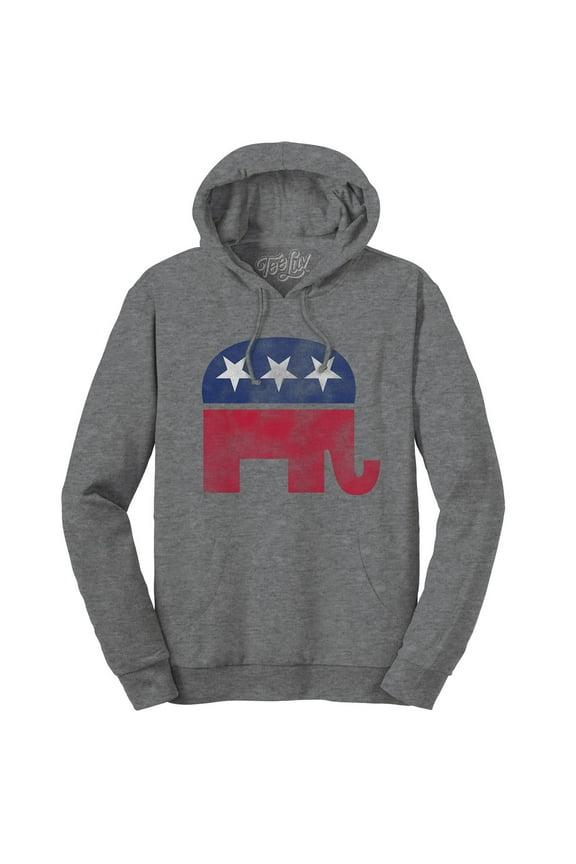 Men's Faded Republican Elephant Graphic Hoodie (L)