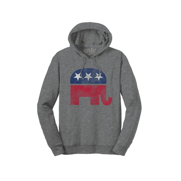 Tee Luv Men's Faded Republican Elephant Graphic Hoodie (S)