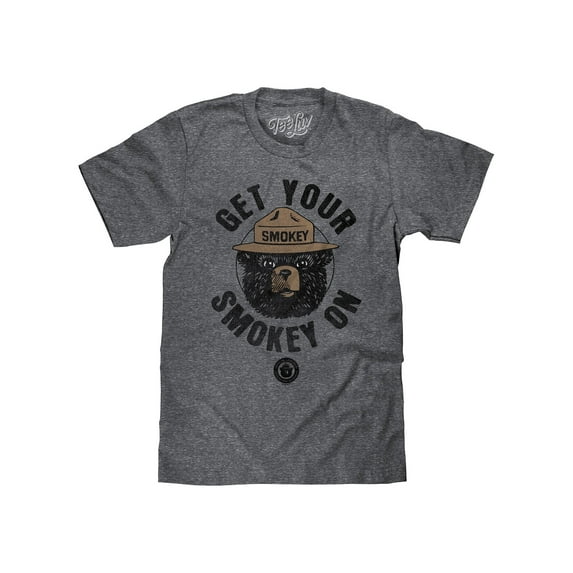 Tee Luv Men's Faded Smokey Bear Get Your Smokey On T-Shirt (L)