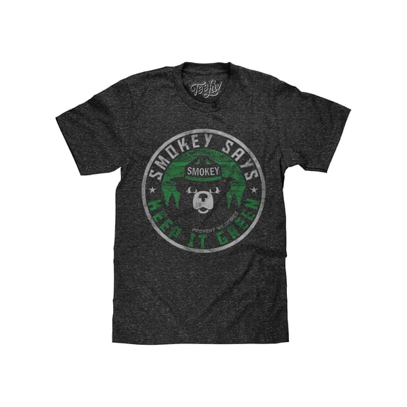 Tee Luv Men's Faded Smokey Bear Keep It Green Shirt (L)
