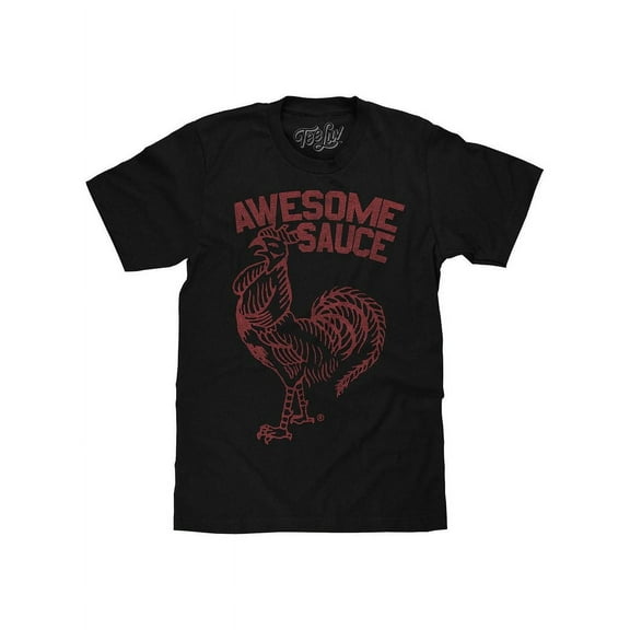 Tee Luv Men's Faded Sriracha Awesome Sauce Rooster Logo Black Short Sleeve Shirt (3XL)