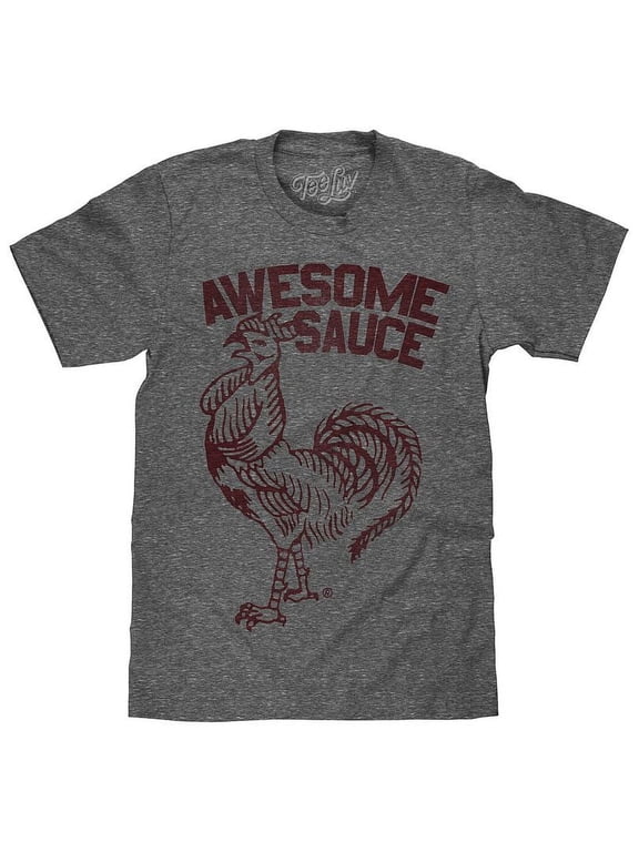 Men's Faded Sriracha Awesome Sauce Rooster Logo Graphite Snow Heather Shirt (3XL)