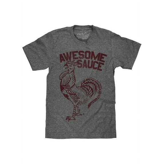 Tee Luv Men's Faded Sriracha Awesome Sauce Rooster Logo Graphite Snow Heather Shirt (L)
