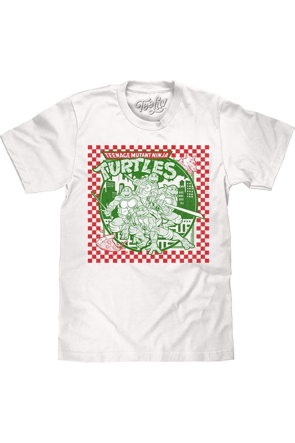 Men's Faded Teenage Mutant Ninja Turtles Pizza Shirt (L)