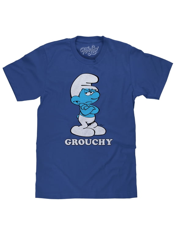 Men's Faded The Smurfs Grouchy Cartoon Character T-Shirt (L)