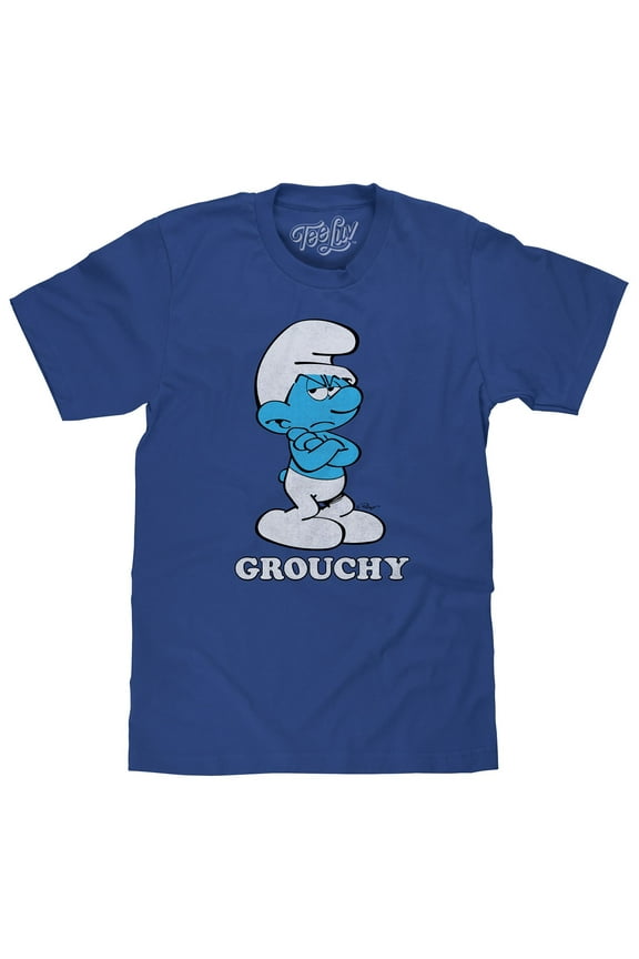 Men's Faded The Smurfs Grouchy Cartoon Character T-Shirt (M)