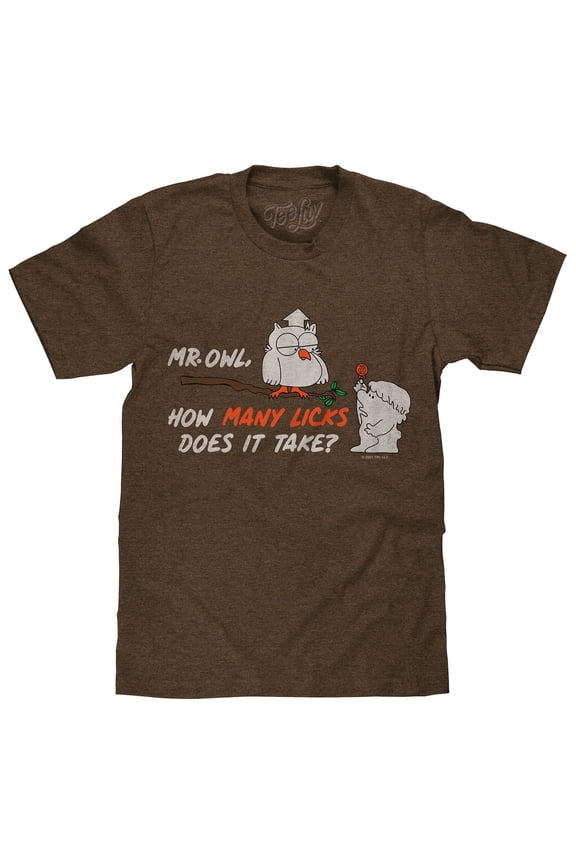 Faded Tootsie Roll Pop Mr Owl How Many Licks Candy T-Shirt (Men's) (L)