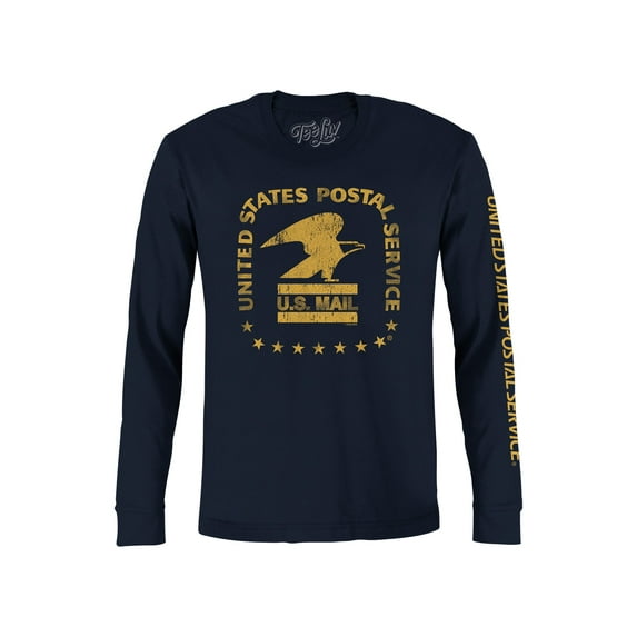Tee Luv Men's Faded USPS U.S. Mail Eagle Logo Long Sleeve T-Shirt (XL)
