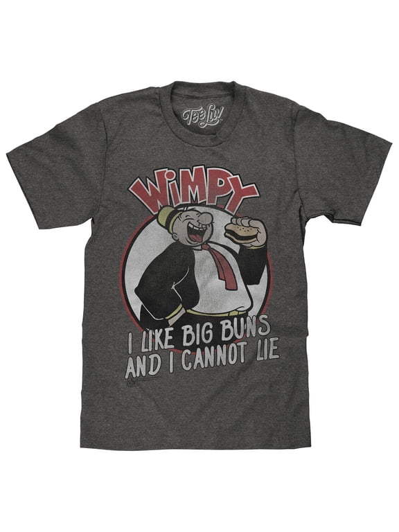 Faded Wimpy I Like Big Buns Popeye Cartoon Character T-Shirt (Men's) (M)