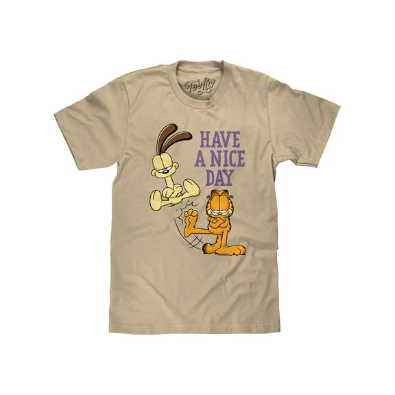 Tee Luv Men's Garfield and Odie Have A Nice Day Cartoon T-Shirt (M)