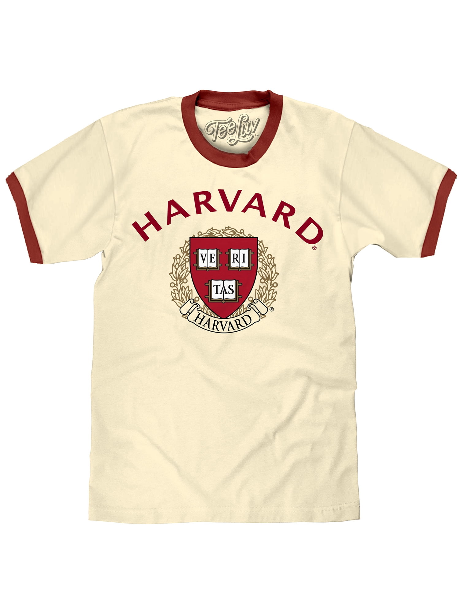 Tee Luv Men's Harvard University Veritas Ringer Shirt