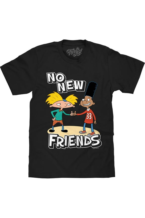 Men's Hey Arnold and Gerald No New Friends Cartoon T-Shirt (XXL)