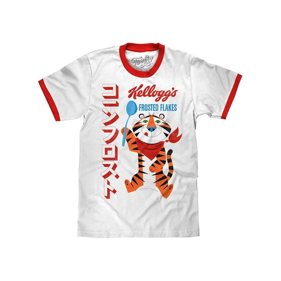 Tee Luv Men's Japanese Frosted Flakes Tony The Tiger Ringer T-Shirt (S)