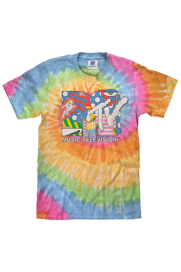 MTV Music Television Psychedelic Logo Tie Dye T-Shirt (Men's) (S)