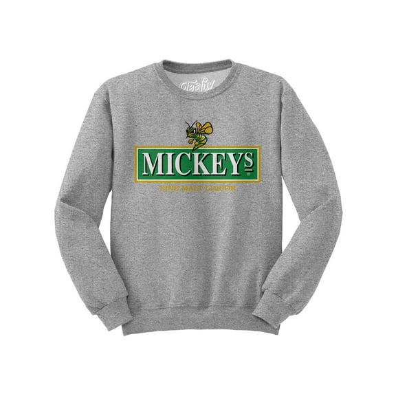 Tee Luv Men's Mickey's Fine Malt Liquor Beer Hornet Logo Crewneck Sweatshirt (L)