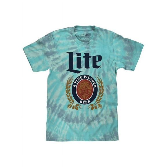Tee Luv Men's Miller Lite Beer Logo Tie Dye Shirt (L)