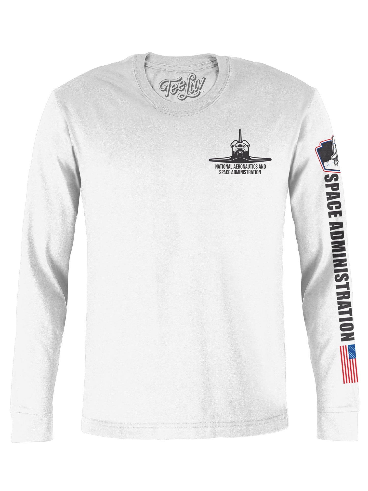 Tee Luv NASA Space Shuttle Worm Logo Long Sleeve Graphic T-Shirt (Men's ...