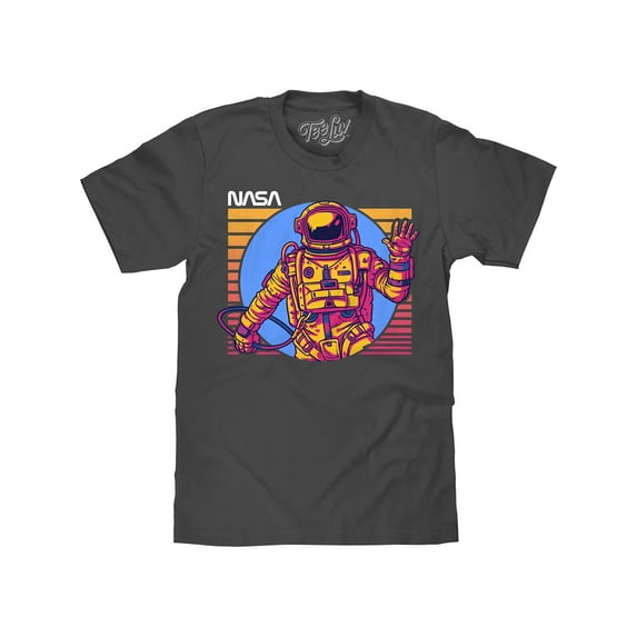 Tee Luv NASA Waving Astronaut Retro 80s Graphic T-Shirt (Men's) (XL)